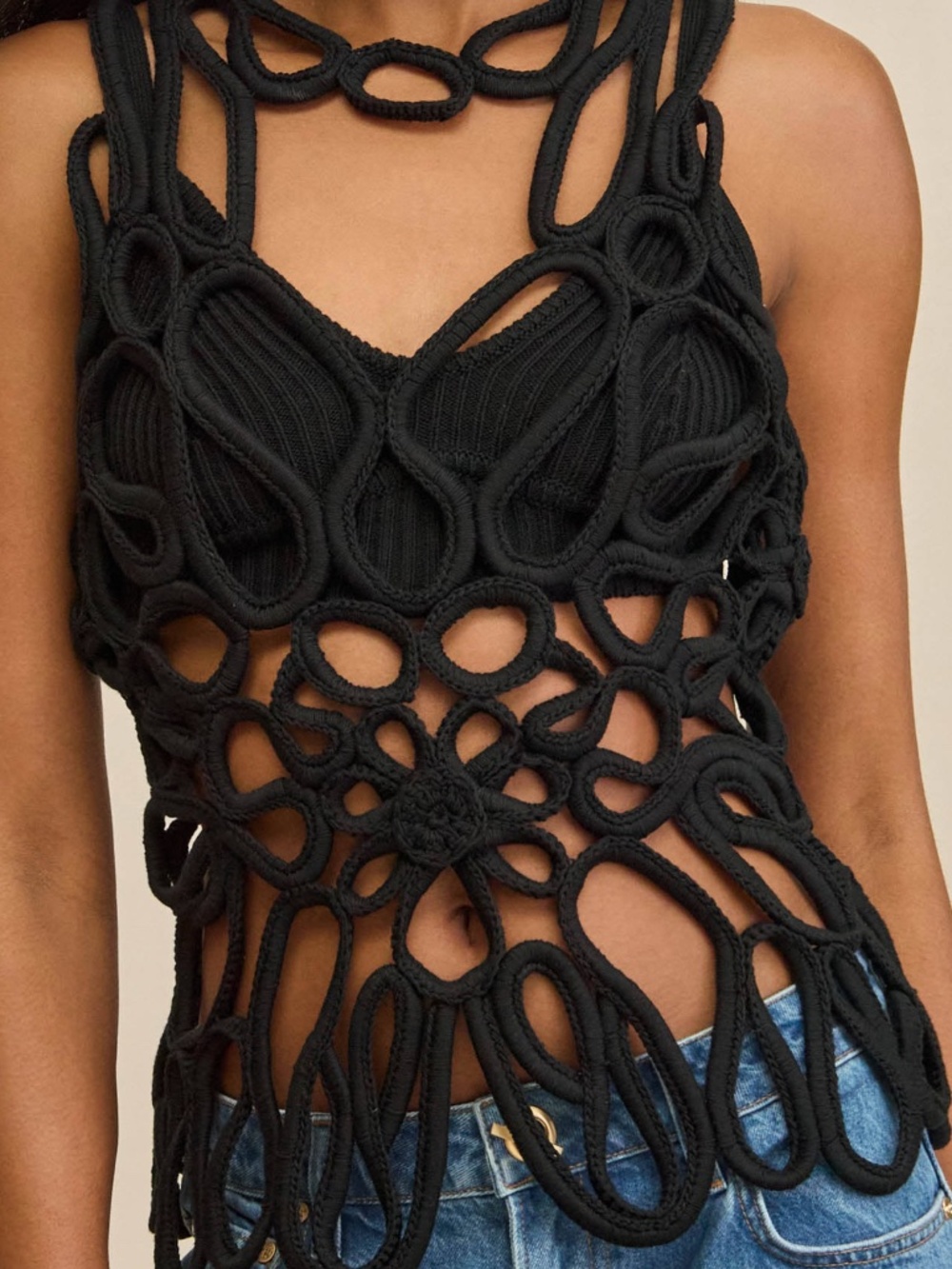 Cult Gaia Women's Danica Knitted Top Black M NWT - Picture 2 of 12